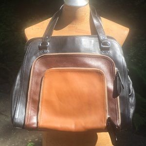 Orla Kiely Tri-Color Leather Satchel Bag